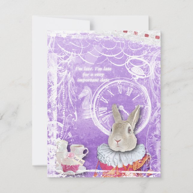 Cute Alice in Wonderland Bridal Shower Collage Invitation (Front)