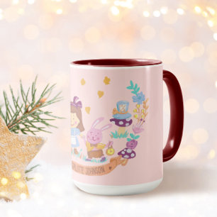 Cute Alice in wonderland illustration Name Pink Mug