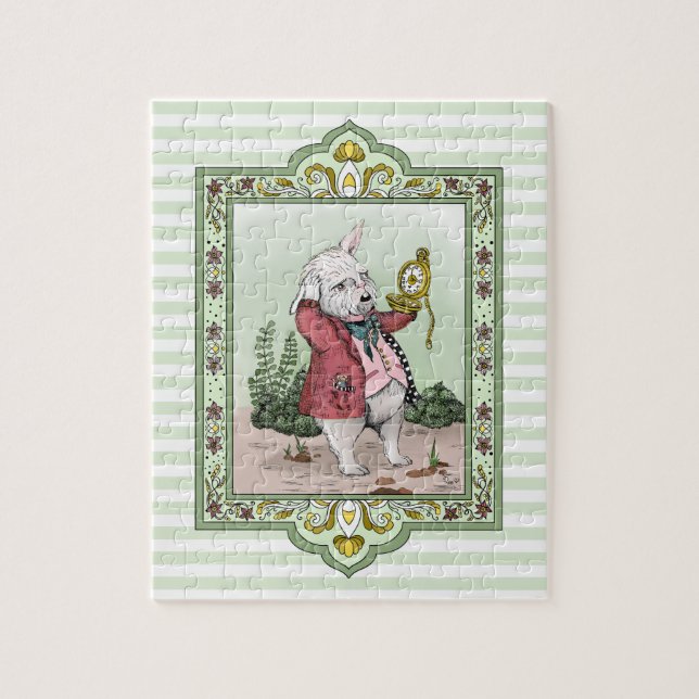 Cute Alice in Wonderland Late White Rabbit Art Jigsaw Puzzle (Vertical)