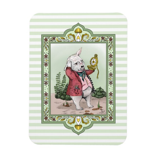 Cute Alice in Wonderland Late White Rabbit Art Magnet (Vertical)