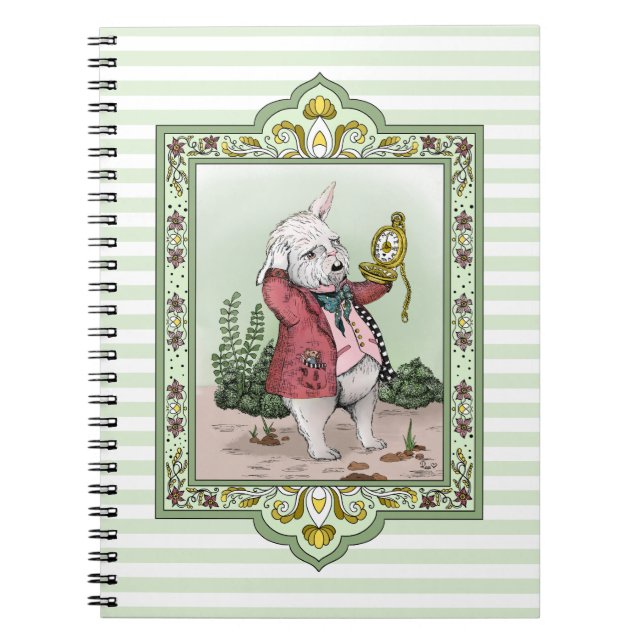 Cute Alice in Wonderland Late White Rabbit Art Notebook (Front)