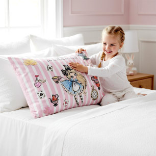 Cute Alice in Wonderland Pink Stripe Bedding Pillowcase