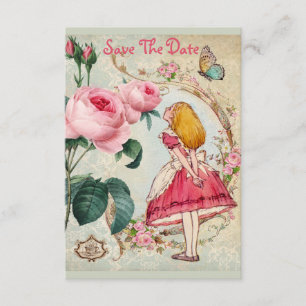 Cute Alice in Wonderland Wedding Save the Date Invitation