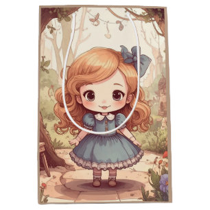 Cute Alice in Wonderland Whimsical Woodland Art Medium Gift Bag