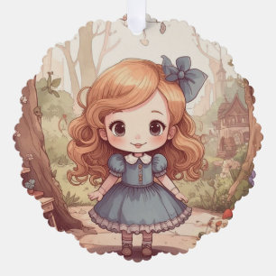 Cute Alice in Wonderland Whimsical Woodland Art Tree Decoration Card