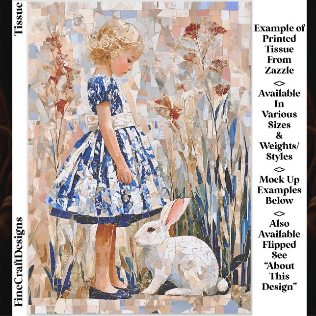 Cute Alice Inspired Mosaic Portrait EC1R Decoupage Tissue Paper (Creator Uploaded)
