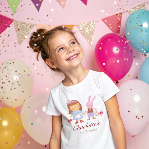 Cute Alice Rabbit Pink Kids Birthday  T-Shirt