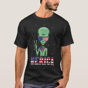 Cute Alien 4th Of July Merica U F O Men Women Amer T-Shirt