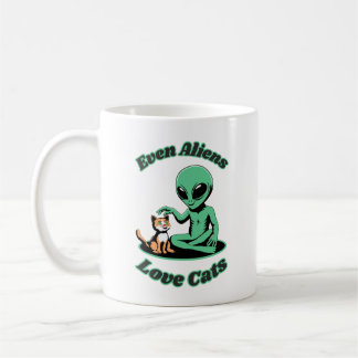 Cute Alien and Cute Cat. Funny Animal Coffee Mug