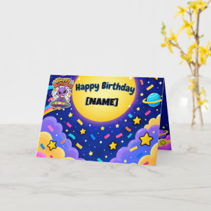 "Cute Alien Birthday Card Customisable Name"