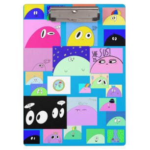 Cute Alien Blob Cartoon Funny Sassy Comic Clipboard