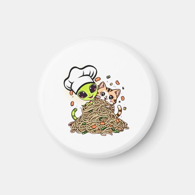 Cute Alien Chef Kitten  Magnet (Front)