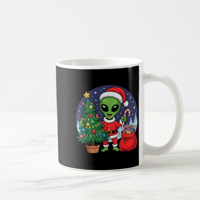 Cute Alien Christmas Tree Lights Xmas Holidays Win Coffee Mug (Right)