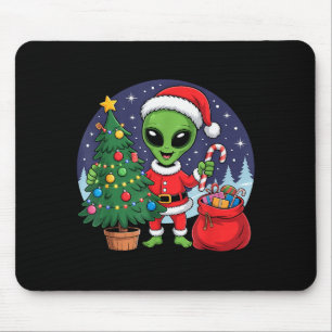 Cute Alien Christmas Tree Lights Xmas Holidays Win Mouse Mat
