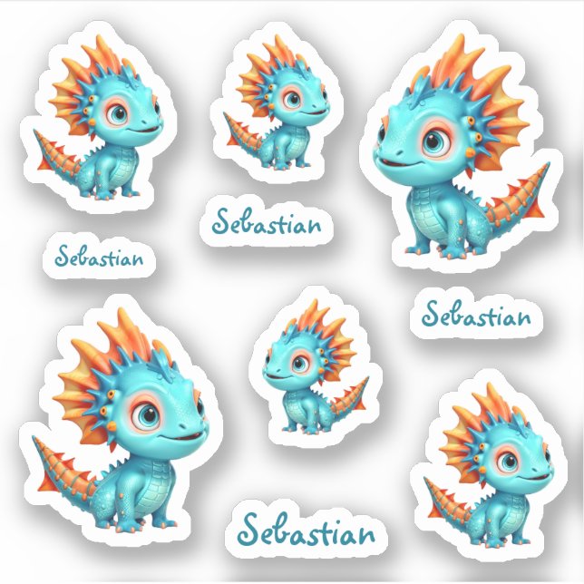 Cute Alien Dragon, Turquoise - (Front)