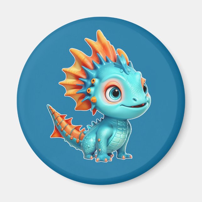 Cute Alien Dragon, turquoise - Magnet (Front)