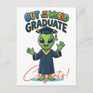 Cute Alien Graduation Card, Out Of This World Grad Postcard