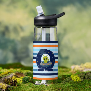 Cute Alien in UFO Outer Space Kids Water Bottle