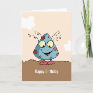 Cute Alien Monster Happy Birthday Personalised Card