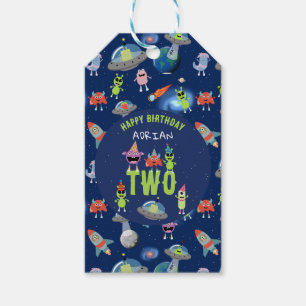 Cute Alien Monster Space Kids Birthday Name Age Gift Tags