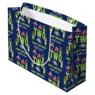 Cute Alien Monster Space Kids Birthday Name Age Large Gift Bag