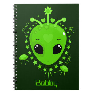 Cute Alien Peace Hope Love Kawaii Notebook