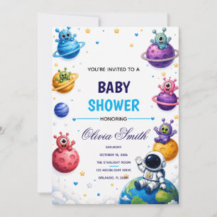 Cute Alien Planets Baby Shower Invitation