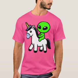Cute Alien Riding Unicorn T-Shirt