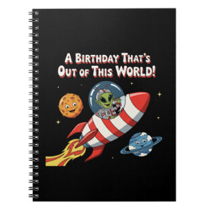 Cute Alien Rocket Ship Out of This World Space Notebook