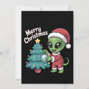 Cute Alien Santa Claus Funny Christmas Holiday Card