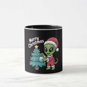Cute Alien Santa Claus Funny Christmas Holiday Mug