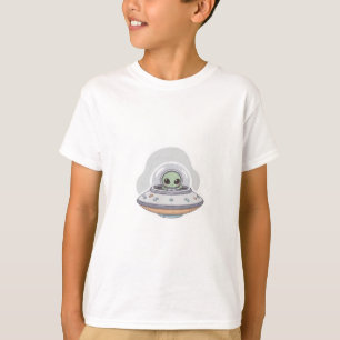 Cute Alien Spaceship Illustration Kids T-Shirt