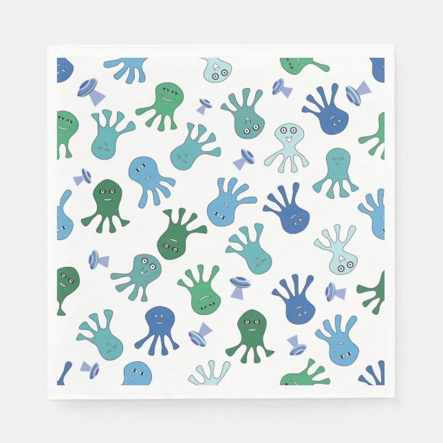Cute Aliens Birthday Party  Napkin (Front)