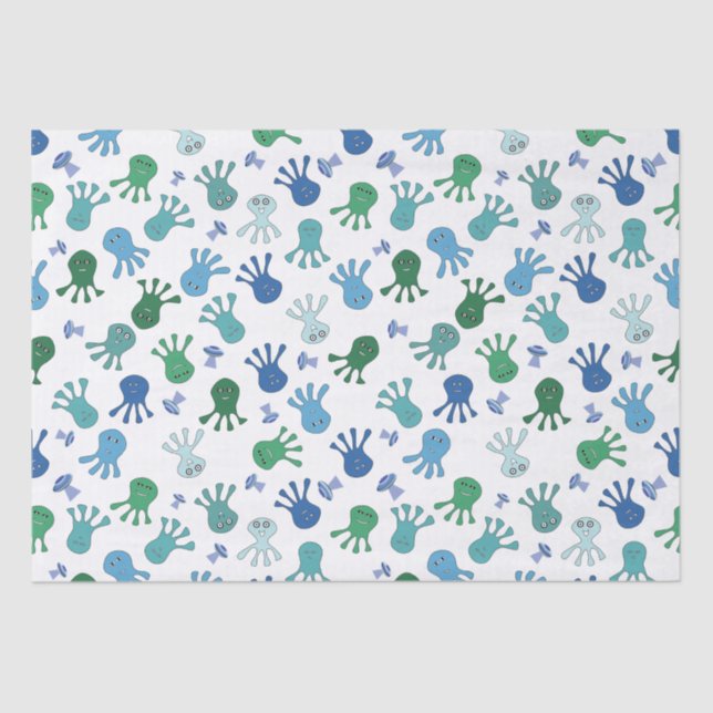 Cute Aliens Birthday Party Tissue Paper (Front)