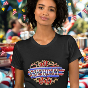 Cute All American Babe Leopard Celebration T-Shirt