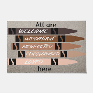 Cute All Are Here Mat, Crayon Doormat