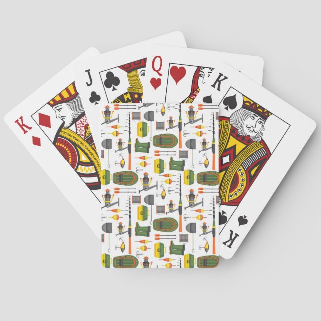Cute All Necessary Fishing Elements Playing Cards (Back)