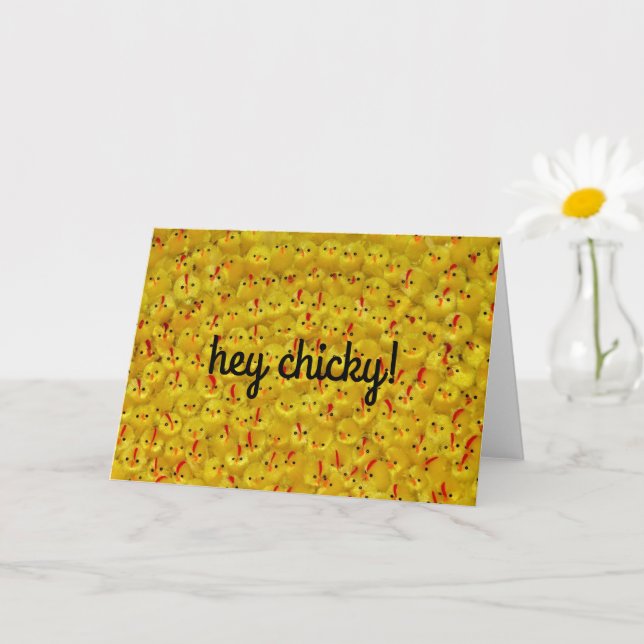 Cute All-Occasion Yellow Chicks "Hey Chicky" Card  (Small Plant)