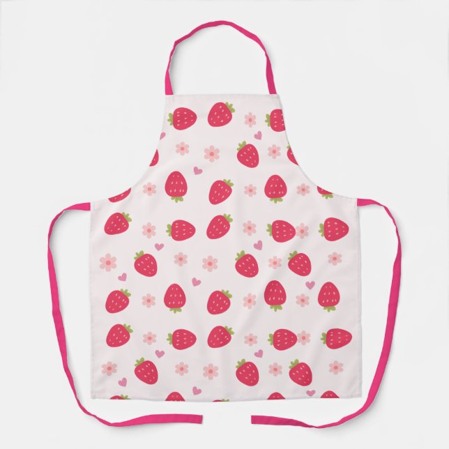 Cute All Over Print Strawberry Patterns  Apron (Front)