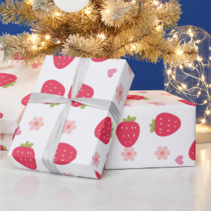 Cute All Print Strawberry Patterns Wrapping Paper