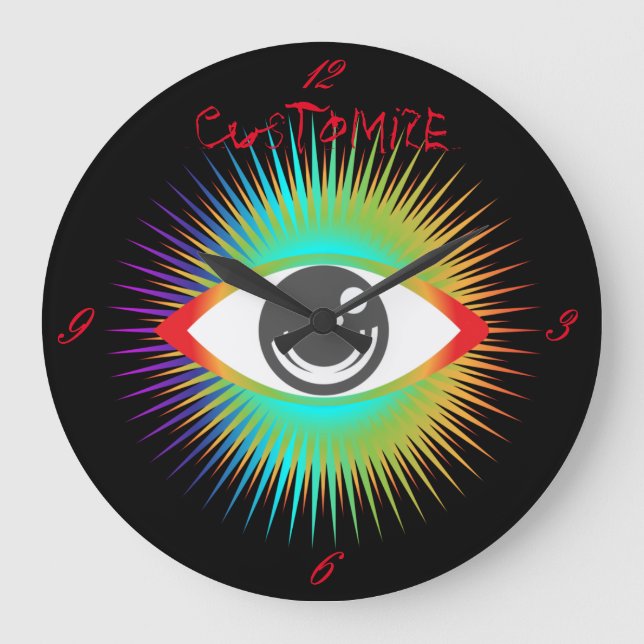 Cute All-seeing Alien Eye Thunder_Cove Large Clock (Front)