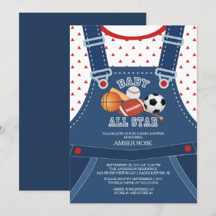 Cute ALL STAR SPORT Baby Shower Invitation
