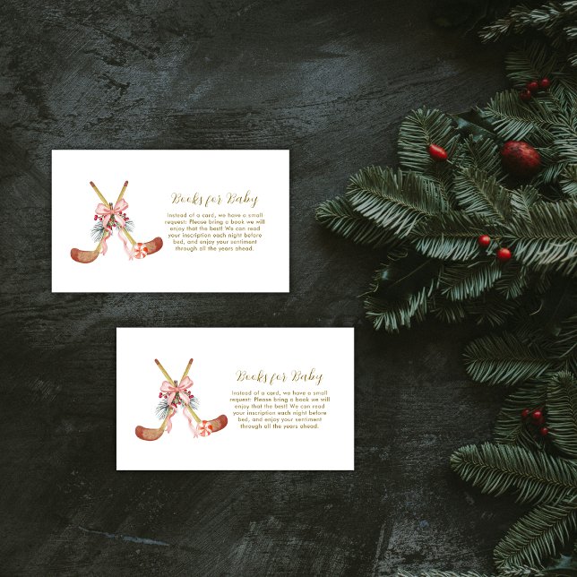 Cute All Stars Bow Hockey Girl Books Baby Shower  Enclosure Card (Cute All Stars Bow Hockey Girl Books Baby Shower Enclosure Card)