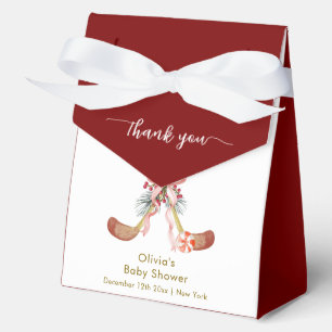 Cute All Stars Pink Bow Hockey Girl Baby Shower Favour Box
