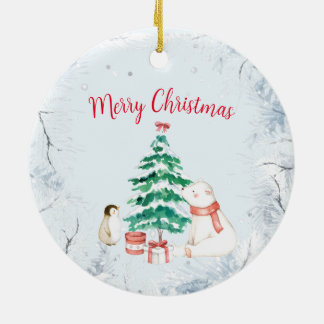 Cute All-white Christmas Ceramic Tree Decoration