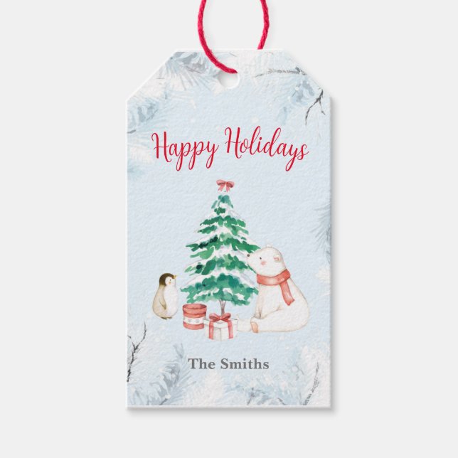 Cute All-white Christmas Gift Tags (Front)