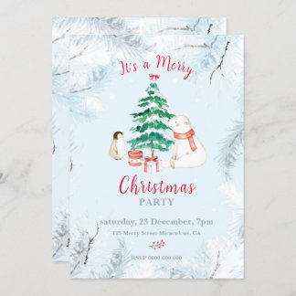 Cute All-white Christmas Invitation