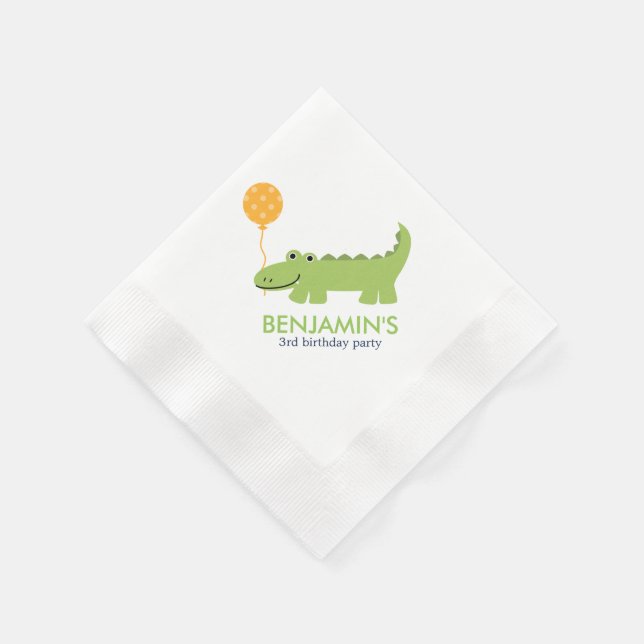 Cute Alligator Birthday Napkin (Corner)