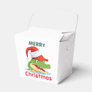 Cute alligator crocodile Christmas Safari Santa Favour Box