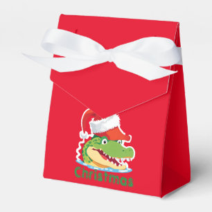 Cute alligator crocodile Christmas Safari Santa Favour Box